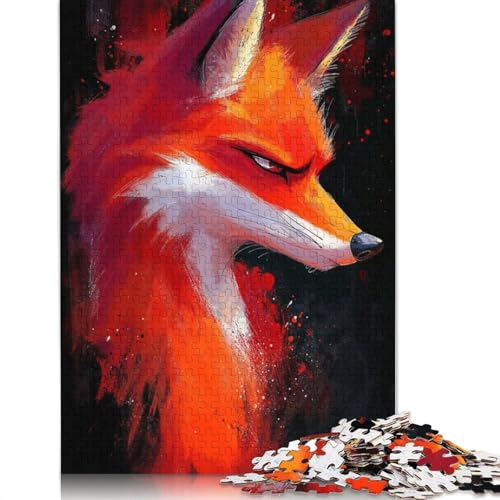 Fiery Fox Portrait Puzzles 1000 Teile Schwer Puzzle Spielzeug Lernspiel Impossible Herausforderung Spielzeug Für Erwachsene Und Kinder in Bewährter 1000pcs (38x26cm) von POLIUAWS
