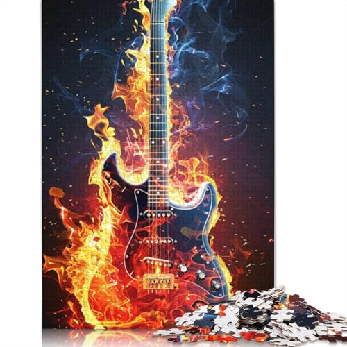 Flammengitarren-Puzzle, 100% recycelter Karton, Premium-Karton, Puzzle für Erwachsene und Kinder, 1000 Teile (75 x 50 cm) von POLIUAWS