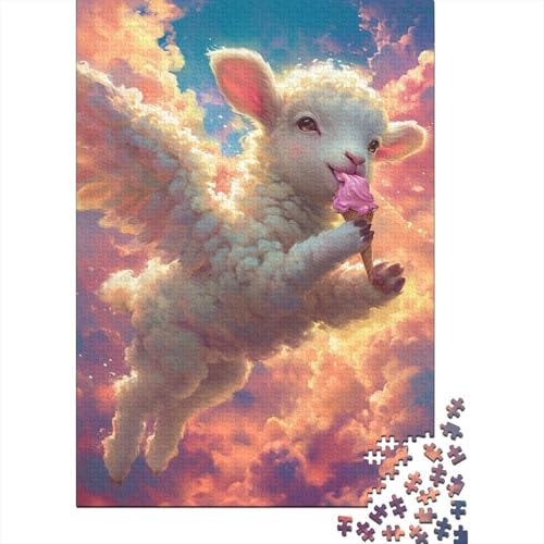Fliegendes Schaf-Puzzle, 1000 Teile, Holzpuzzle für Erwachsene, pädagogisches Spiel, Herausforderungsspielzeug, 1000 Teile (38 x 26 cm) von POLIUAWS