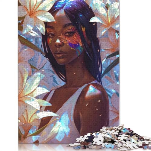 Floral Melanin Queen Puzzles 1000 Teile Schwer Puzzle Spielzeug Pädagogisches Spiel Impossible Herausforderung Spielzeug Für Erwachsene Kinder 1000pcs (38x26cm) von POLIUAWS