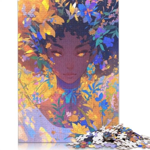 Floweral Pretty Anime Girl Puzzle 1000 Teile Schwer Puzzle Spielzeug Lernspiel Impossible Herausforderung Spielzeug Für Erwachsene Kinder 1000pcs (38x26cm) von POLIUAWS