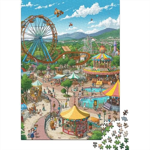 Freizeitpark-Puzzle, 1000 Teile, Papierpuzzle für Erwachsene, Jugendliche, Männer und Frauen, Geschenk, 1000 Teile (38 x 26 cm) von POLIUAWS
