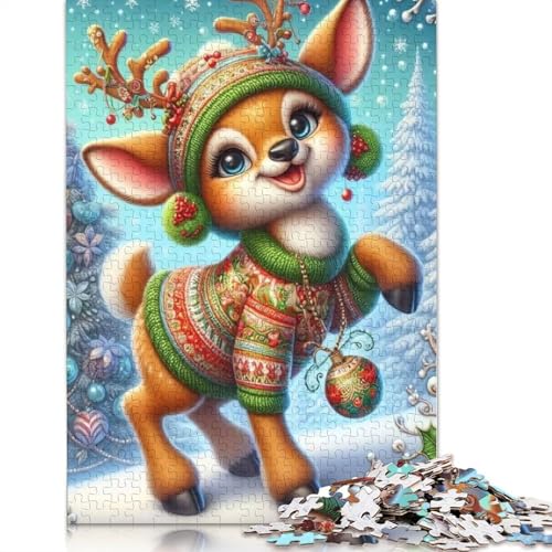 Frohe Weihnachten Puzzle, herausfordernd und knifflig, 100 Prozent recycelter Karton, Puzzle für Erwachsene, Teenager, Geburtstagsgeschenk, 1000 Teile (75 x 50 cm) von POLIUAWS