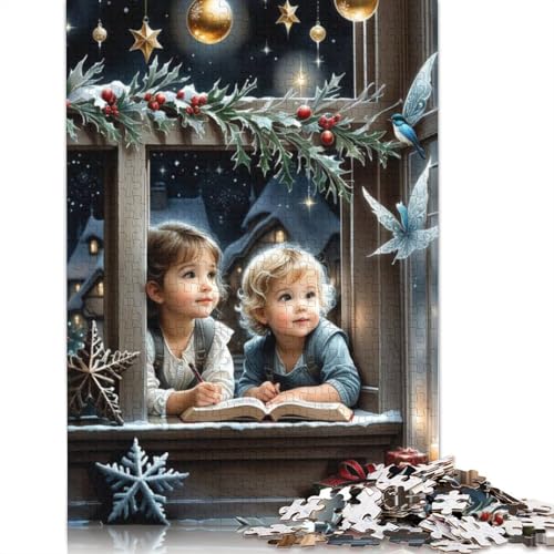 Frohe Weihnachten Puzzle, rechteckige Pappe, 100 Prozent recycelte Pappe, Puzzle für Erwachsene und Kinder, 1000 Teile (75 x 50 cm) von POLIUAWS