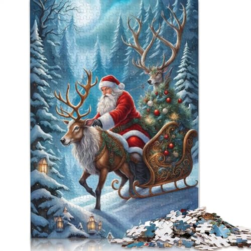 Frohe Weihnachten Puzzle, rechteckige Pappe, 100 Prozent recycelte Pappe, Puzzle für Erwachsene und Kinder, 1000 Teile (75 x 50 cm) von POLIUAWS