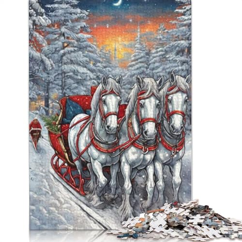 Frohe Weihnachten Puzzle DIY Spiel Papier Rechteckiges Puzzle für Jungen oder Mädchen Geburtstagsgeschenk 1000 Teile (38x26cm) von POLIUAWS