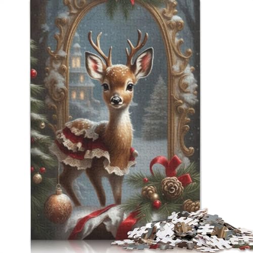 Frohe Weihnachten Puzzle Familienspaß Papier Rechteckiges Puzzle für Kinder und Erwachsene ab 12 Jahren Geburtstagsgeschenk 1000 Teile (75x50cm) von POLIUAWS