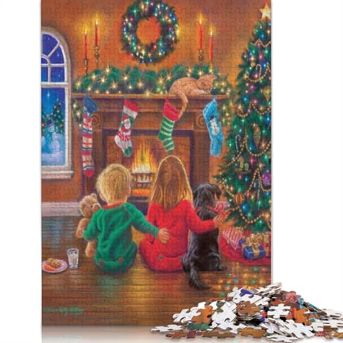 Frohe Weihnachten Puzzle Premium 100% Recycling-Platte 100% Recycling-Karton Puzzle für Kinder und Erwachsene 1000 Teile (38 x 26 cm) von POLIUAWS