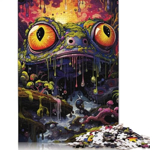 Froschmonster-Puzzle, Premium-Puzzle aus 100% recyceltem Kartonpapier, rechteckig, für Erwachsene, einzigartiges Geschenk, 1000 Teile (38 x 26 cm) von POLIUAWS