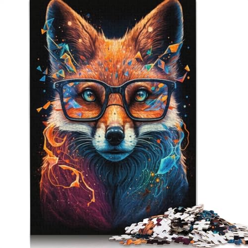 Fuchs mit Brille, Puzzle für Erwachsene, Lernspiel, Puzzle, Kinder ab 12 Jahren, 1000 Teile (75 x 50 cm) von POLIUAWS
