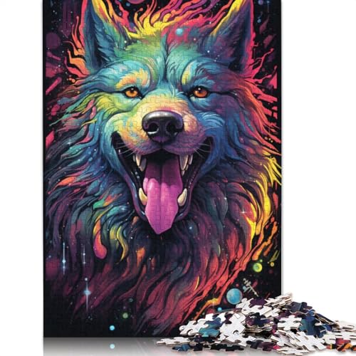 Future Colorful Psychedelic Dog54 Puzzle Familienspaß, rechteckiges Papierpuzzle für Kinder und Erwachsene ab 12 Jahren, Geburtstagsgeschenk, 1000 Teile (38 x 26 cm) von POLIUAWS