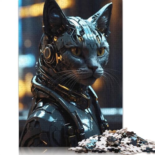 Futuristic Cat Puzzles 1000 Teile Schwer Puzzle Spielzeug Lernspiel Impossible Herausforderung Spielzeug Für Erwachsene Kinder 1000pcs (75x50cm) von POLIUAWS