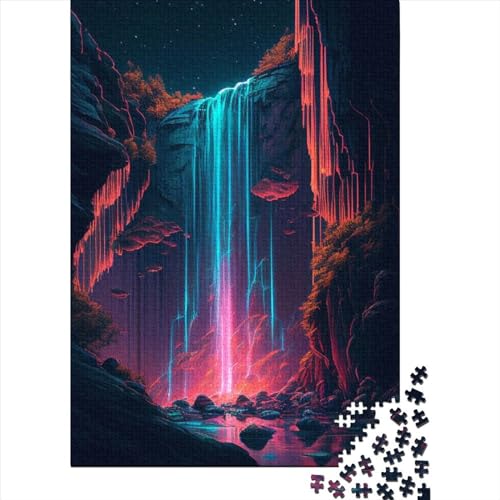 Futuristisches Wasserfall-Puzzle für Erwachsene, 1000 Teile, Holzpuzzle für Erwachsene, Puzzle für Jugendliche ab 12 Jahren, Weihnachtsgeschenke, 1000 Teile (75 x 50 cm) von POLIUAWS