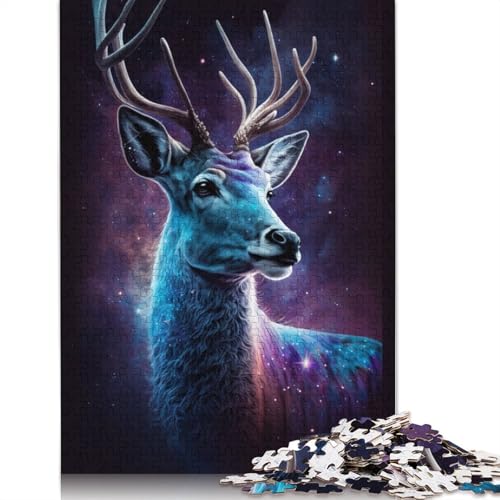 Galaxy Animal Deer Puzzle für Erwachsene, Lernspiel, Puzzle, Kinder ab 12 Jahren, 1000 Teile (75 x 50 cm) von POLIUAWS