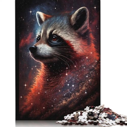 Galaxy Animal Raccoon Puzzles, farbenfrohe und Coole Puzzles für Kinder ab 12 Jahren, 1000 Teile (75 x 50 cm) von POLIUAWS