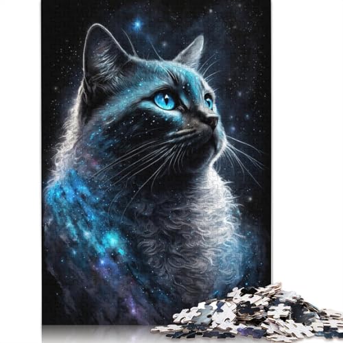Galaxy Art Cat Puzzle für Erwachsene, 100% Recyclingpapier, Mind 1000 Teile, Puzzles für Erwachsene für Kinder, 1000 Teile (75 x 50 cm) von POLIUAWS