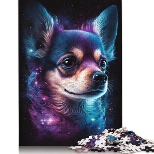 Galaxy Buntes Chihuahua-Puzzle, Denksportaufgabe, Premium-Karton-Puzzle für Kinder und Erwachsene ab 12 Jahren, 1000 Teile (75 x 50 cm) von POLIUAWS
