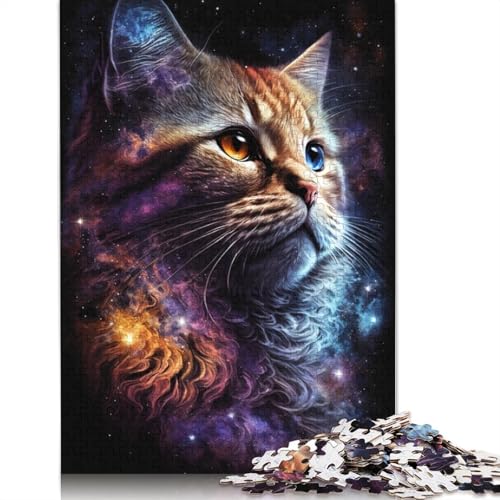 Galaxy Cat Puzzle, rechteckig, aus Pappe, 100% recycelter Pappe, Puzzle für Erwachsene, 1000 Teile (75 x 50 cm) von POLIUAWS