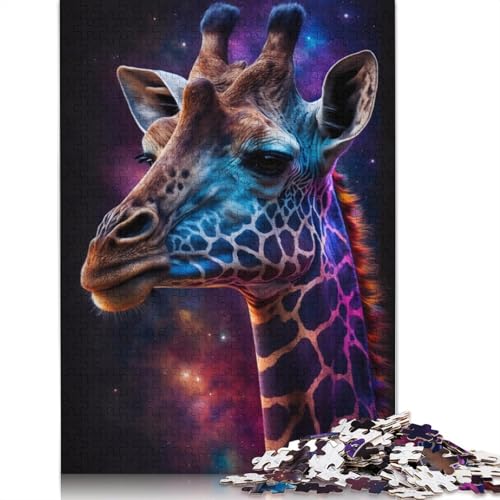 Galaxy Giraffe Puzzle, 100% recyceltes Kartonpapier, rechteckiges Puzzle für Erwachsene und Kinder, 1000 Teile (38 x 26 cm) von POLIUAWS