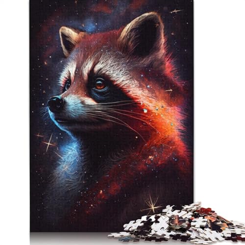 Galaxy Red Raccoon Puzzle für Erwachsene, 100% Recyclingpapier, Mind 1000 Teile, Puzzles für Erwachsene für Kinder, 1000 Teile (75 x 50 cm) von POLIUAWS