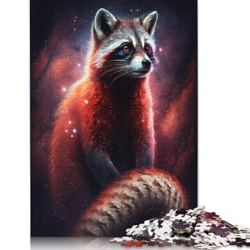 Galaxy Red Raccoon Puzzle für Erwachsene, Premium-Puzzle aus 100% recyceltem Brett, schwierige Puzzles für Kinder ab 12 Jahren, 1000 Teile (75 x 50 cm) von POLIUAWS
