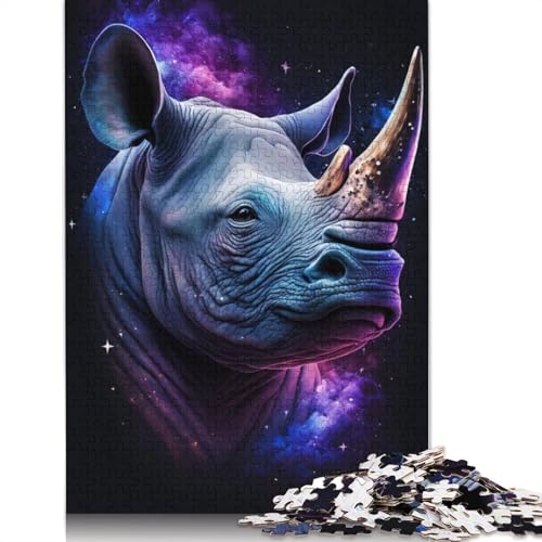 Galaxy Rhinoceros Puzzle, 100% recycelter Karton, 100% recycelter Karton, Puzzle für Jungen oder Mädchen, 1000 Teile (75 x 50 cm) von POLIUAWS