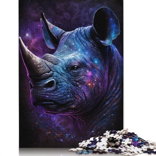 Galaxy Rhinoceros Puzzle, Familienspaß, rechteckiges Papierpuzzle für Kinder und Erwachsene ab 12 Jahren, Geburtstagsgeschenk, 1000 Teile (38 x 26 cm) von POLIUAWS