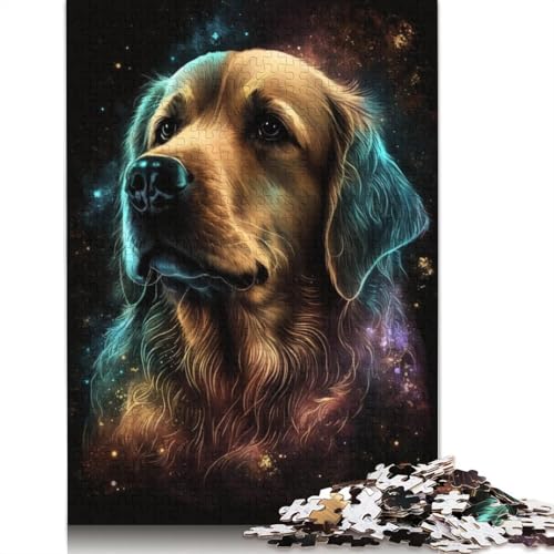 Galaxy Space Golden Retriever Puzzle für Erwachsene, Lernspiel, Puzzle, Kinder ab 12 Jahren, 1000 Teile (75 x 50 cm) von POLIUAWS