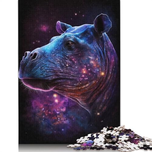Galaxy Space Hippo Puzzle, Dekompressionsspielzeug, rechteckiges Papierpuzzle für Kinder und Erwachsene ab 12 Jahren, 1000 Teile (38 x 26 cm) von POLIUAWS