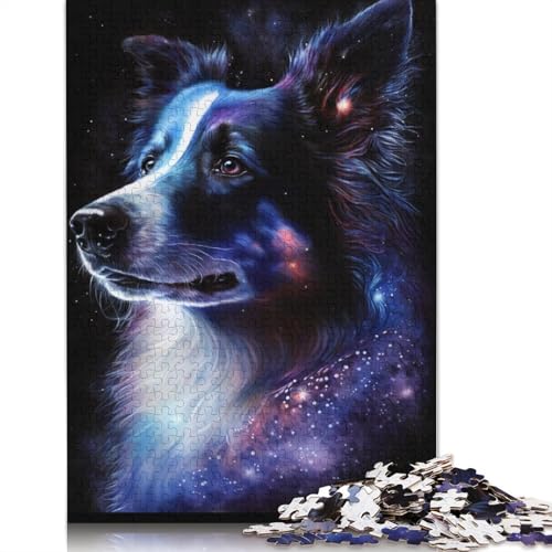 Galaxy Star Border Collie Puzzle, Dekompressionsspielzeug, rechteckiges Papierpuzzle für Kinder und Erwachsene ab 12 Jahren, 1000 Teile (38 x 26 cm) von POLIUAWS