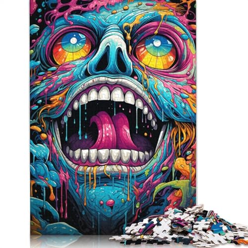 Gemälde von bunten Totenköpfen, Puzzle, Dekompressionsspielzeug, 100% recycelter Karton, Puzzle für Erwachsene, 1000 Teile (75 x 50 cm) von POLIUAWS