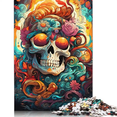 Gemälde von bunten Totenköpfen, Puzzle, rechteckig, Pappe, Papier, rechteckig, Puzzle für Erwachsene und Kinder, 1000 Teile (38 x 26 cm) von POLIUAWS