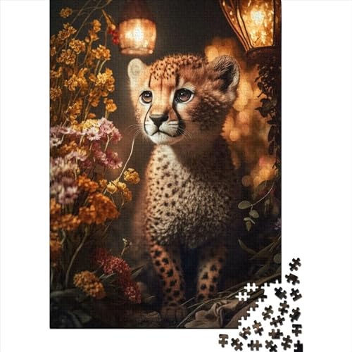 Geparden-Welpe Geparden-Zauberpuzzle für Erwachsene, 1000 Teile, Holzpuzzle für Erwachsene, Puzzle für Jugendliche ab 12 Jahren, Weihnachtsgeschenke, 1000 Teile (75x50cm) von POLIUAWS