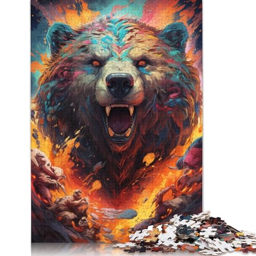 Gewalttätiges buntes Bären-Puzzle, schwierige Herausforderung, 100% recycelter Karton, Puzzle für Frauen und Männer, Geschenke, 1000 Teile (38 x 26 cm) von POLIUAWS