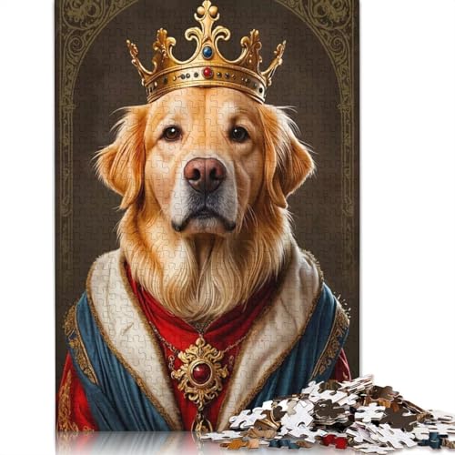 Golden Retriever Dog King 1000-teiliges Papierpuzzle für Erwachsene, Puzzle, Lernspiel, Herausforderungsspielzeug, 1000 Teile (75 x 50 cm) von POLIUAWS