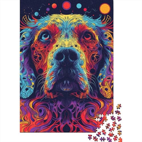 Golden Retriever Holzpuzzle für Erwachsene und Jugendliche, 1000 Teile (38 x 26 cm) von POLIUAWS
