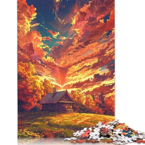 Goldener Herbst, Puzzle für Erwachsene, 1000 Teile, Heimdekoration, ungewöhnliche Puzzles für Erwachsene, für Kinder, 1000 Teile (75 x 50 cm) von POLIUAWS
