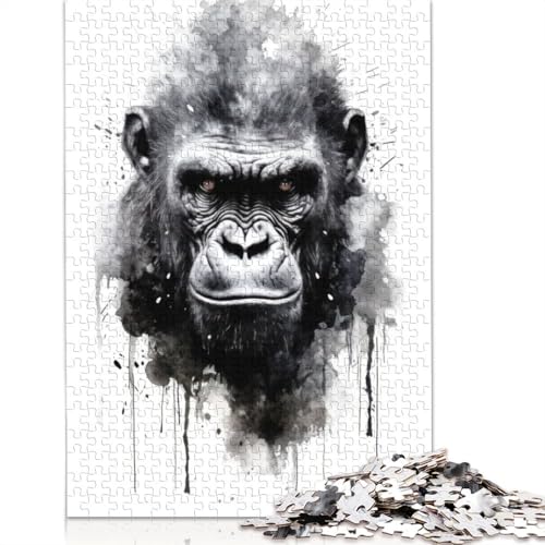 Gorilla Beauty Aquarell 1000-teiliges Puzzle für Erwachsene, Familienspiel, Teenager, Puzzle 1000 Teile (75 x 50 cm) von POLIUAWS