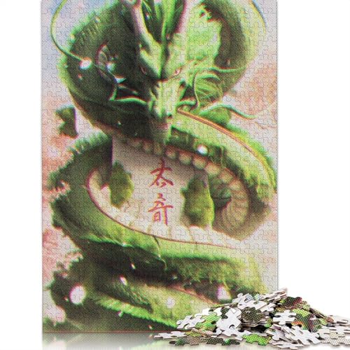 Green Dragon Puzzle 1000 Teile Schwer Puzzle Spielzeug Lernspiel Impossible Herausforderungsspielzeug Für Erwachsene Und Kinder Ab 14 Jahren 1000pcs (75x50cm) von POLIUAWS