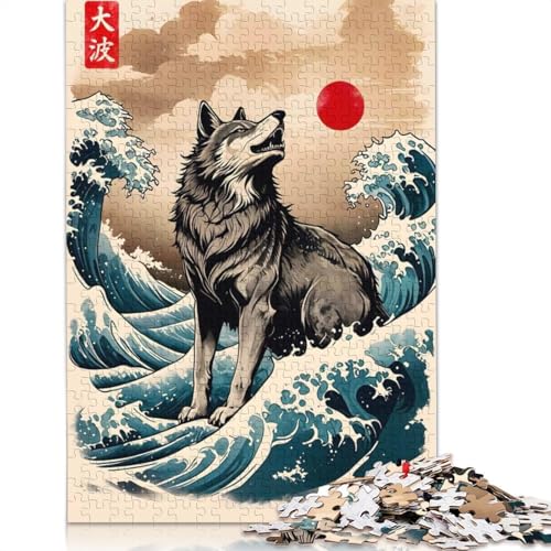 Große Welle des Wolfes, 1000-teiliges Papierpuzzle für Erwachsene, Puzzle, Lernspiel, Herausforderungsspielzeug, 1000 Teile (38 x 26 cm) von POLIUAWS