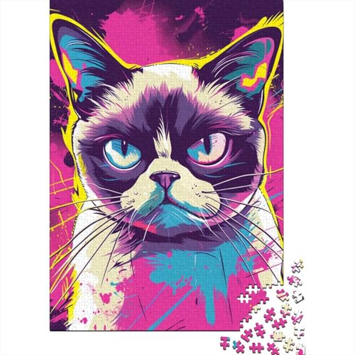 Grumpy Cat 1000 Teile Puzzle für Erwachsene und Jugendliche, Holzpuzzle und Papier, Puzzle für Erwachsene 1000 Teile (38x26cm) von POLIUAWS