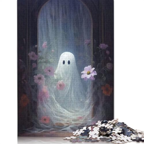 Halloween Geister Puzzle 1000 Teile, Holzpuzzle für Erwachsene und Jugendliche, Familienspiel, Geschenke für Heiligabend, 1000 Teile (75x50cm) von POLIUAWS