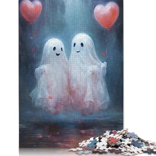 Halloween-Holzpuzzle mit Geistern, 1000 Teile, Puzzle für Erwachsene, Lernspiel, Herausforderung, Spielzeug, Geschenke für Heiligabend, 1000 Teile (75 x 50 cm) von POLIUAWS