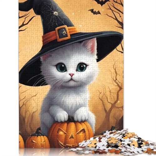 Halloween-Katzenpuzzle für Erwachsene, 1000 Teile, für Jugendliche, pädagogisches Spiel, Herausforderungsspielzeug, 1000 Teile (75 x 50 cm) von POLIUAWS