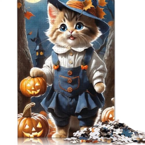Halloween-Katzenpuzzle für Erwachsene, 1000 Teile, für Jugendliche ab 12 Jahren, Weihnachtsgeschenk, 1000 Teile (75 x 50 cm) von POLIUAWS