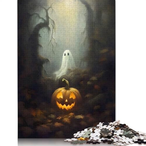 Halloween Kürbis Erwachsene Puzzle 1000 Teile Holzpuzzle für Erwachsene Lernspiel Herausforderung Spielzeug 1000 Teile (75x50cm) von POLIUAWS