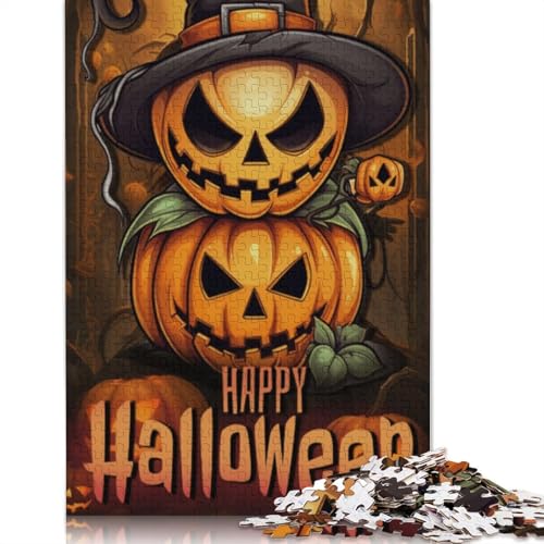 Halloween Kürbis Puzzle 1000 Teile für Erwachsene, Halloween-Geschenk, Holzpuzzle für Erwachsene, 1000 Teile (75x50cm) von POLIUAWS