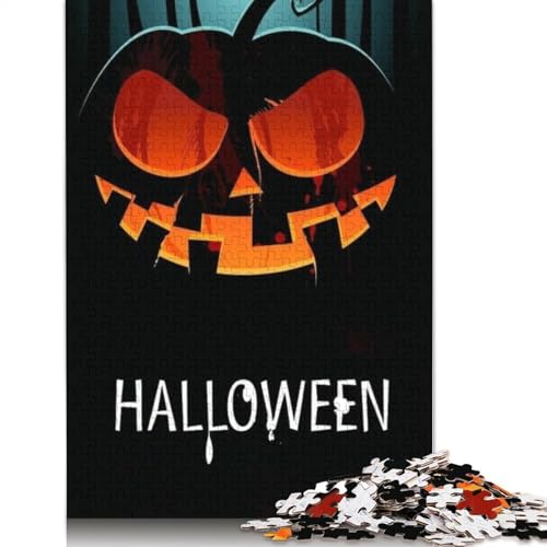 Halloween Kürbis Puzzle 1000 Teile für Erwachsene, Halloween-Geschenk, Holzpuzzle für Erwachsene und Jugendliche, 1000 Teile Lernpuzzle (75x50cm) von POLIUAWS
