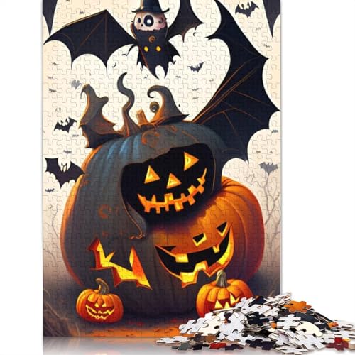 Halloween Kürbis Puzzle 1000 Teile für Erwachsene, Halloween-Geschenk, Holzpuzzle für Teenager, einzigartige Dekorationen und Geschenke für Zuhause, 1000 Teile (75x50cm) von POLIUAWS
