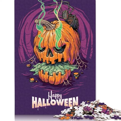 Halloween Kürbis Puzzle 1000 Teile für Erwachsene, Holzpuzzle, Lernspiel für Erwachsene Teenager, 1000 Teile (75x50cm) von POLIUAWS